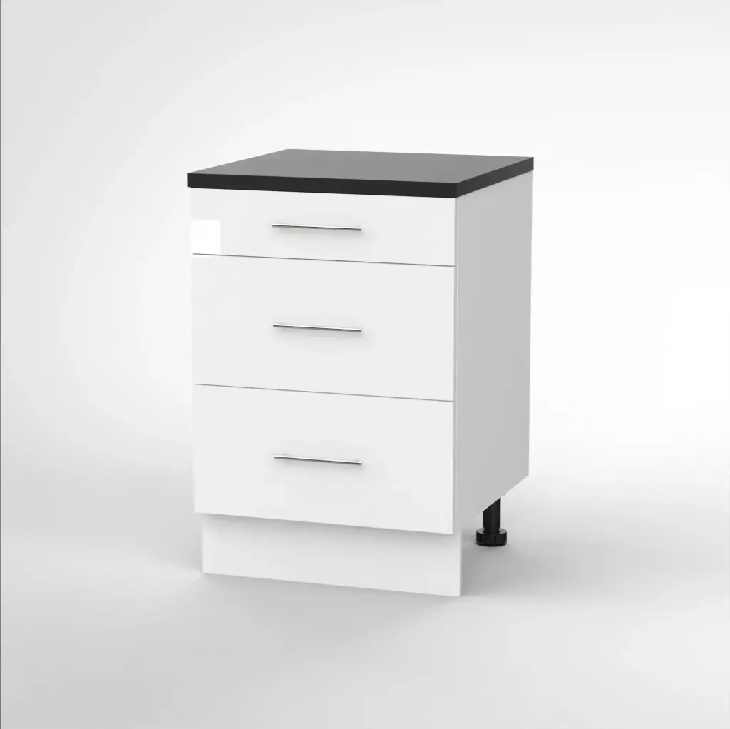 600mm 3 drawer base cabinet (Avant glossy white)