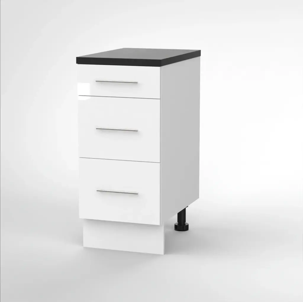 400mm 3 drawer base cabinet (Geneva gloss white)