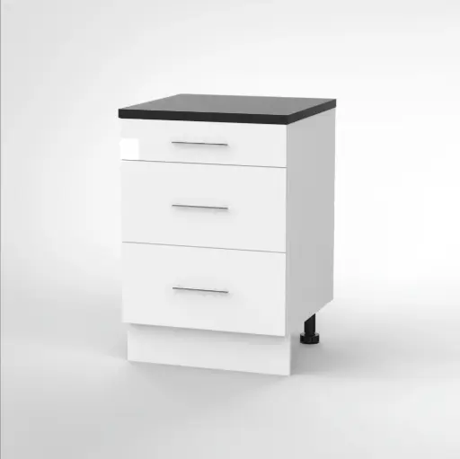 600mm 3 drawer base cabinet (Avant glossy white)