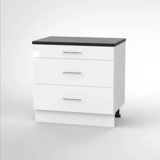 900mm 3 drawer base cabinet (Avant glossy white)
