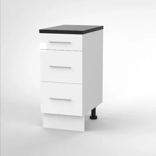 400mm 3 drawer base cabinet (Geneva gloss white)